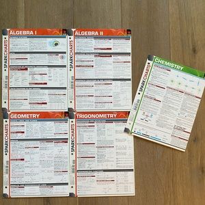 NWOT Spark Charts Study Guide Bundle for High School - 4 Math + Bonus Science